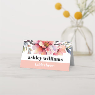 Rhododendron with Peach-pink flowers wedding Place Card