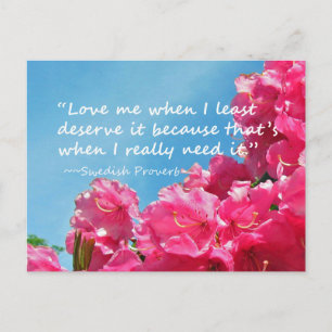Rhododendron with Swedish Proverb Postcard