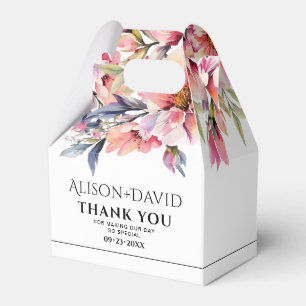 Rhododenron flowers black typography wedding favour box