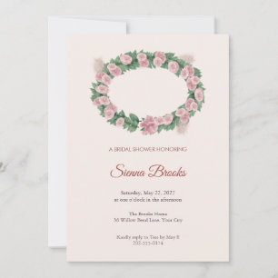 Rhodomyrtus Oval Wreath Bridal Shower Invitation