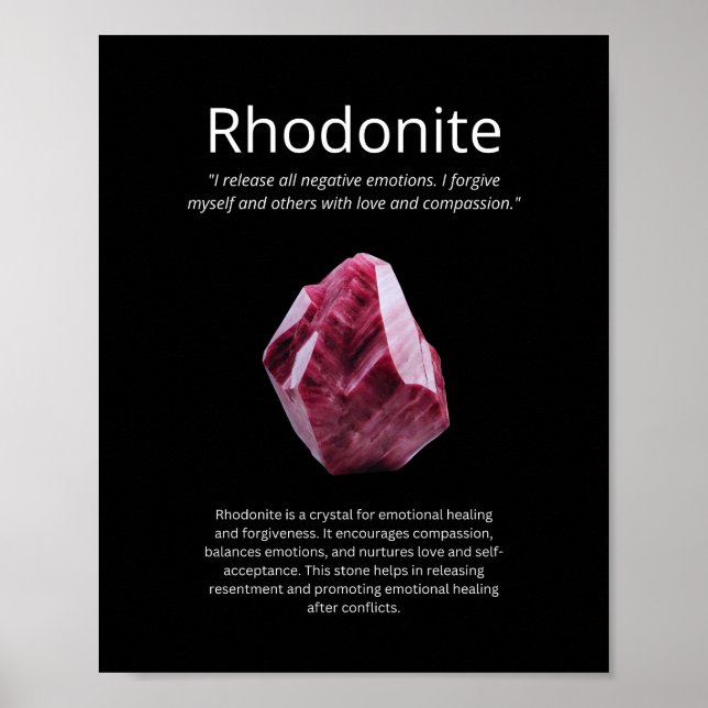 Rhodonite Crystal Stone Meaning Poster (Front)