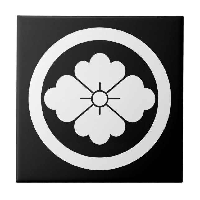 Rhombic chinese flower in circle tile (Front)