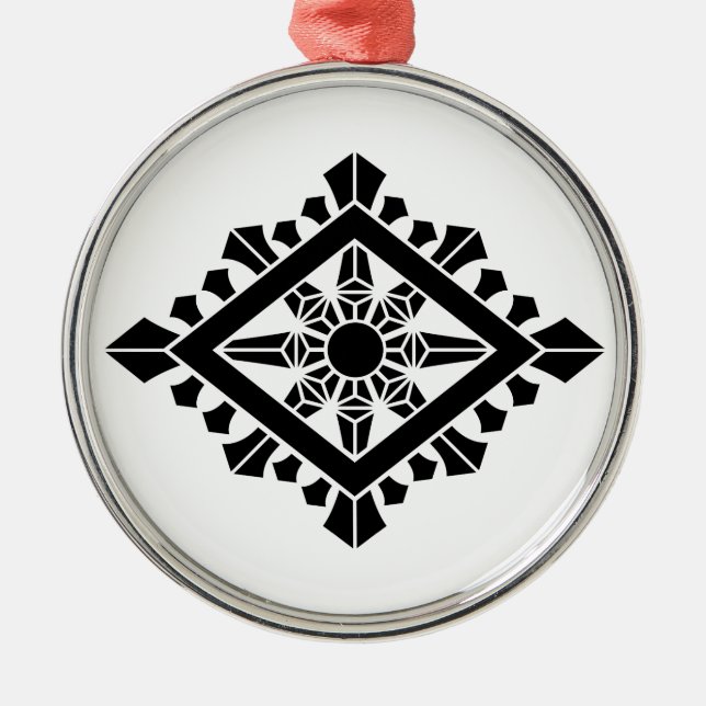 Rhombic dharma chakra metal tree decoration (Front)