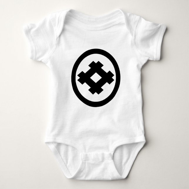 Rhombic well frame in circle baby bodysuit (Front)