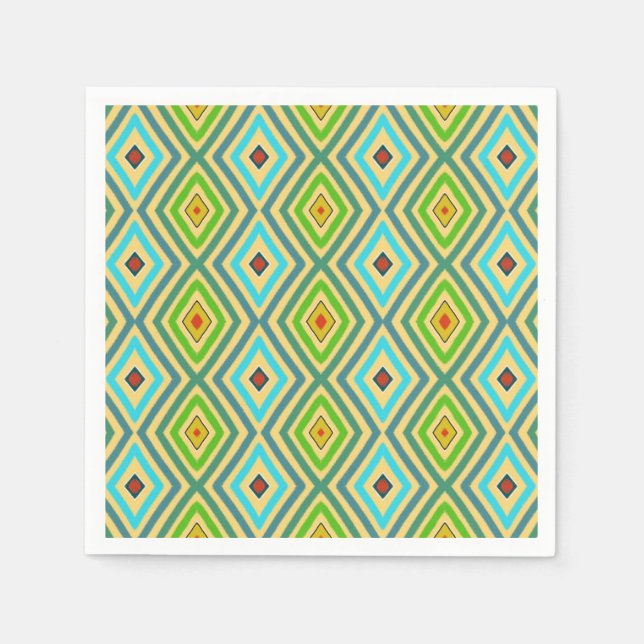 Rhombus Diamond Green Blue Geometrical  Napkin (Front)