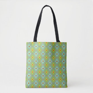 Rhombus Diamond Green Blue Geometrical  Tote Bag