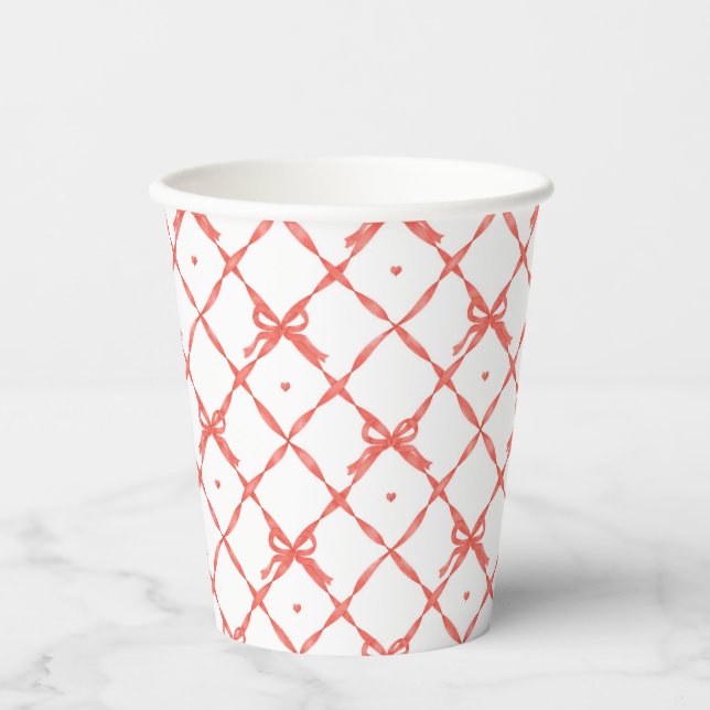 Rhombus Frame Ribbon Pattern Paper Cups (Front)