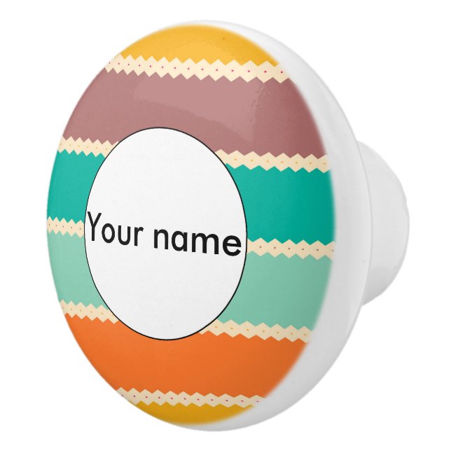 Rhombus rows abstract design ceramic knob (Right)