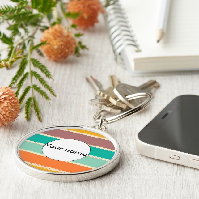 Rhombus rows abstract design key ring (Side)