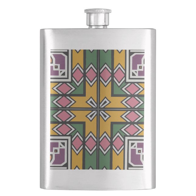 Rhombus squares and a cross hip flask (Front)