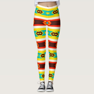 Rhombus stripes and other shapes pattern leggings