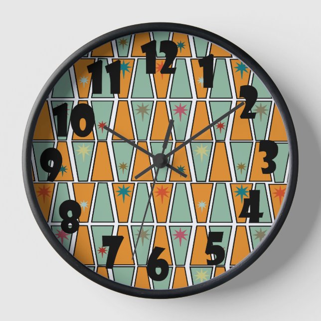 Rhombuses with Starbursts  Clock (Front)