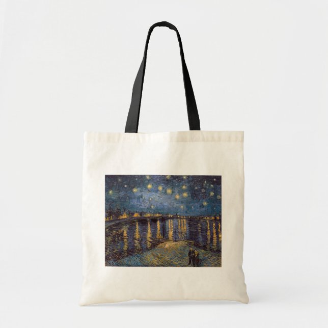 Rhone Riverfront Starry Night River View Tote Bag (Front)