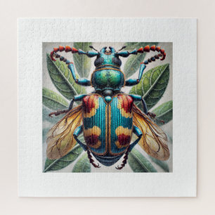 Rhopalophora Beetle in Watercolor 051124IREF206 - Jigsaw Puzzle