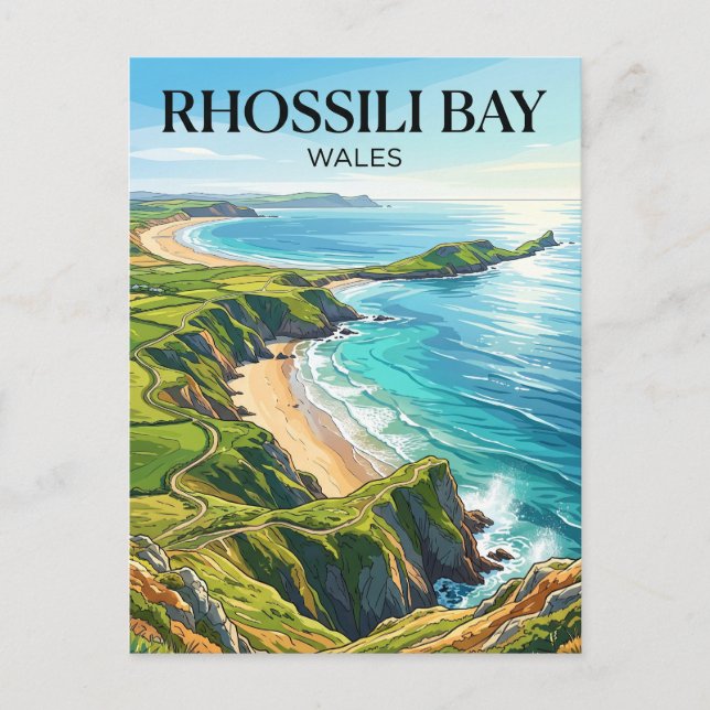 Rhossili Bay Wales Postcard (Front)
