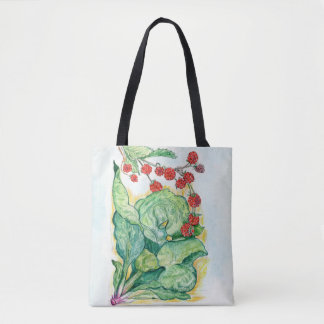 Rhubarb and Raspberries Tote Bag
