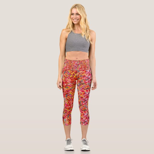 Rhubarb & Lemon Pie Capri Leggings (Front)