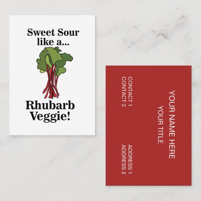 Rhubarb Veggie Funny Food  Business Card (Front/Back)