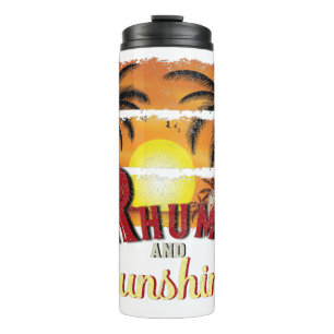 Rhum and Sunshine, Orange Summer Palm Trees Thermal Tumbler