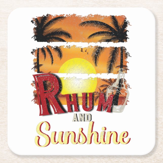 Rhum and Sunshine  Square Paper Coaster (Front)
