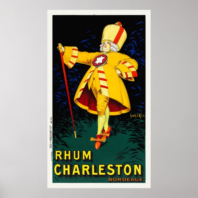 Rhum Charleston Bordeaux Vintage Poster 1925 (Front)