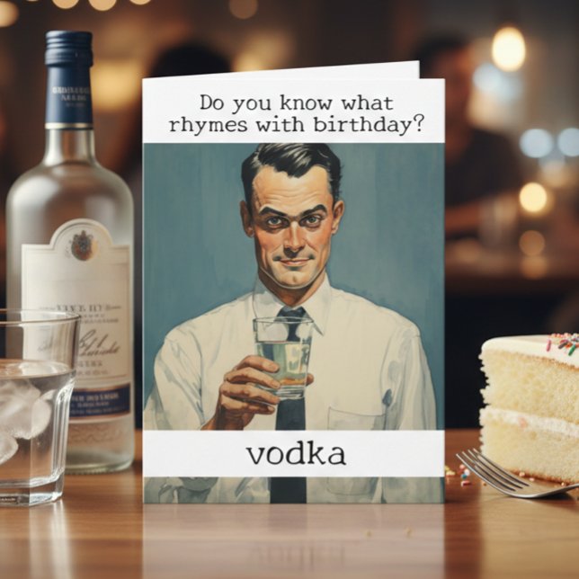 Rhymes with Birthday Vodka Retro Funny Card (Creator Uploaded)