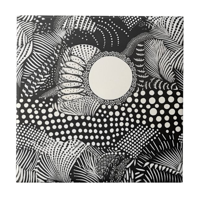 Rhythm in Black and White – Abstract Monochrome Tile (Front)