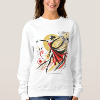 "Rhythm in Motion – Dancing Girl Melody Design Sweatshirt