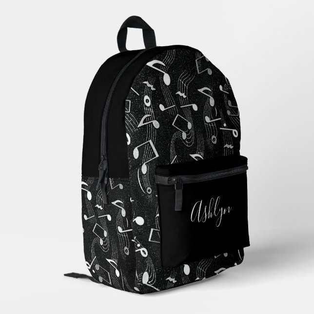 Rhythm in Motion – Musical Instrument Pattern  Printed Backpack (Back Corner Left)