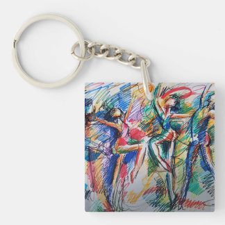 Rhythm of Motion Abstract Dancers Acrylic Keychain