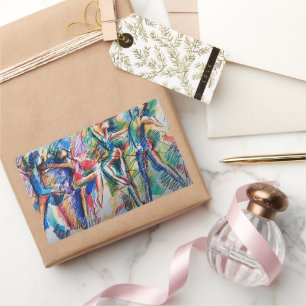 Rhythm of Motion Abstract Dancers Classic Round St Rectangular Sticker