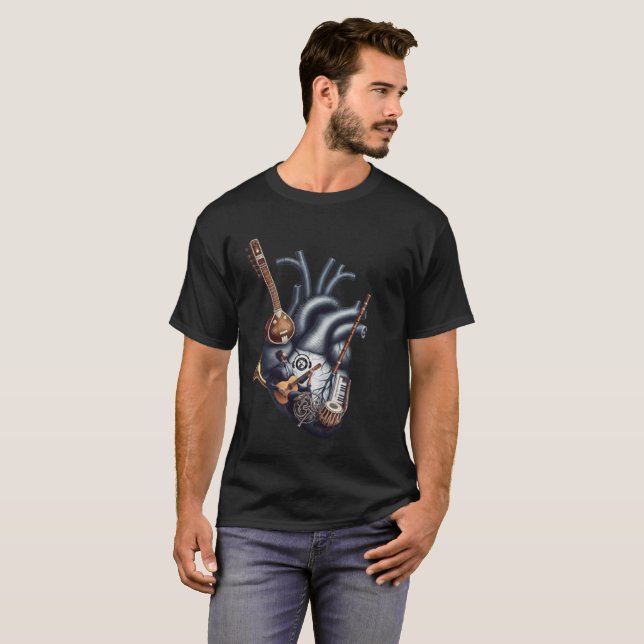 Rhythm of the Soul: Anatomical Heart & Musical  T-Shirt (Front Full)