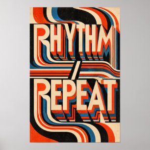 Rhythm Repeat Retro Geometric Typography Wall Art