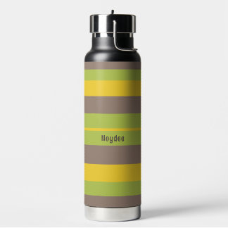 Rhythm Stripes Horizontal Lines Brown Yellow Green Water Bottle