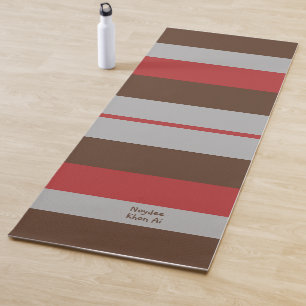 Rhythm Stripes Horizontal Lines Gray Red Brown Yoga Mat