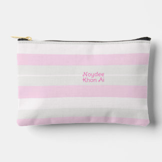 Rhythm Stripes Horizontal Lines Grey Pink White Accessory Pouch