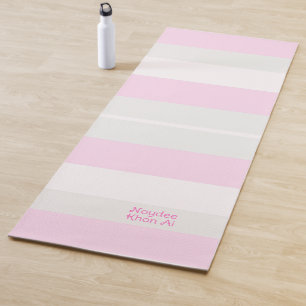 Rhythm Stripes Horizontal Lines Grey Pink White Yoga Mat