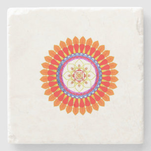 Rhythmic Euphoria Mandala  Stone Coaster