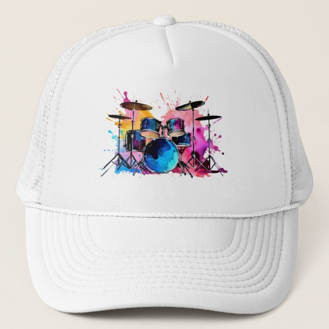 Rhythmic Explosion: A Percussionist's Dream Trucker Hat (Front)