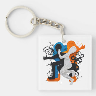 Rhythmic Fusion: Dance of Shadows and Colors Key Ring