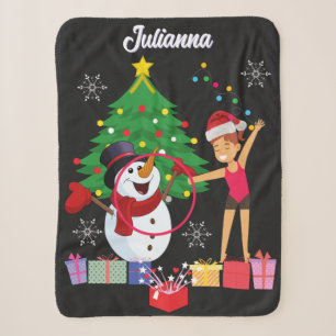 Rhythmic Gymnast Christmas Hoop Snowman Gift Sherpa Blanket