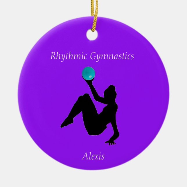 Rhythmic Gymnastics Ball Routine Ceramic Tree Decoration (Front)