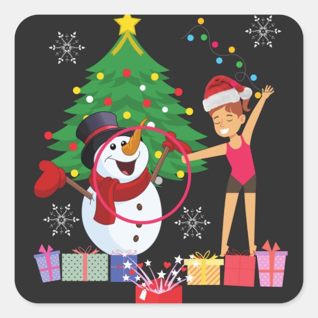 Rhythmic Gymnastics Christmas Celebration  Square Sticker (Front)