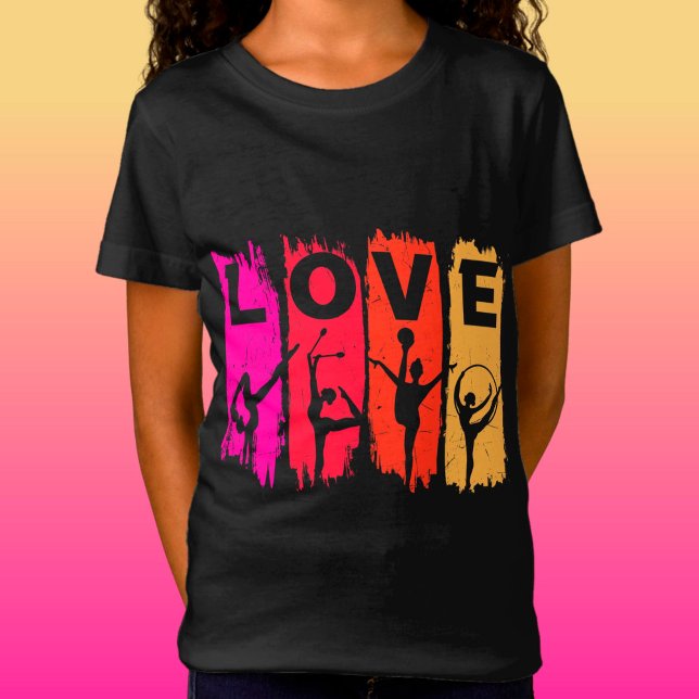 Rhythmic Gymnastics Love in Pink Red Orange Yellow T-Shirt (Creator Uploaded)