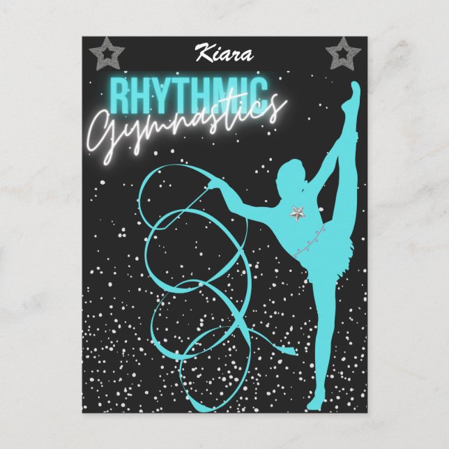 Rhythmic Gymnastics Ribbon and Stars    Postcard (Front)