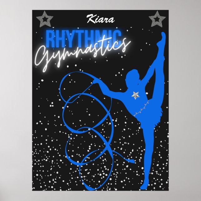 Rhythmic Gymnastics Ribbon and Stars Poster (Front)