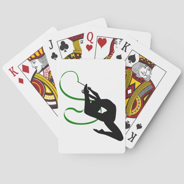 Rhythmic Gymnastics Ribbon Dancer Silhouette Playing Cards (Back)
