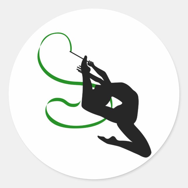 Rhythmic Gymnastics Ribbon Dancer Silhouette Sticker (Front)