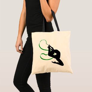 Rhythmic Gymnastics Ribbon Dancer Silhouette Tote Bag