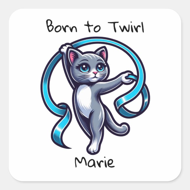 Rhythmic Gymnastics Ribbon Twirl   Square Sticker (Front)